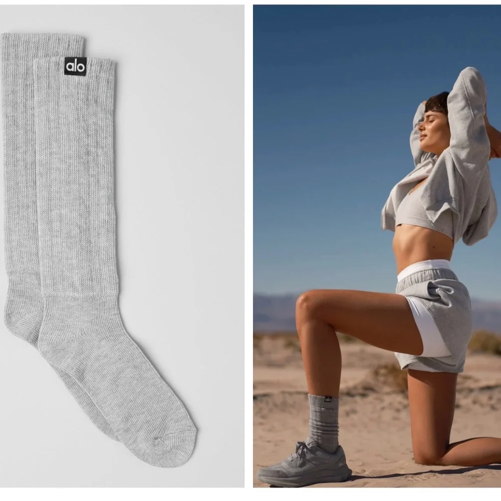 Alo yoga Unisex Scrunch Sock Athletic Heather Grey